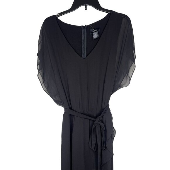 MSK Women's Black Chiffon Overlay Jumpsuit With Belt Size XL - Picture 2 of 4